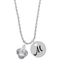 thumbnail image 1 of Delight Jewelry Crystal Faceted Glass Spinner Silvertone Script Initial Disc - M - Charm Necklace, 20"+3", 1 of 4