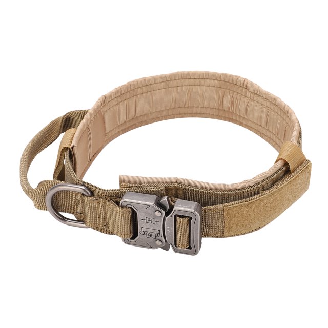 YM-Collar para Perros Collares para Mascotas para Cachorros De Algodón Duraderos Ajustables con Hebilla De Metal para Perros CaquiL