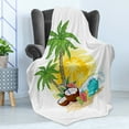 thumbnail image 4 of Cocktail Party Soft Flannel Fleece Blanket, Tropical Landscape with Palm Trees and Coconut Drink Summer Travel Vacation, Cozy Plush for Indoor and Outdoor Use, 50" x 70", Multicolor, by Ambesonne, 4 of 5