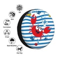 thumbnail image 4 of Goofa Red Funny Crab on Blue Stripe Pattern Universal Tire Cover for Jeep, SUV, Truck, and Trailer – Waterproof, UV-Resistant,Easy to Install, Fits 14"-17" Tires-15 inch, 4 of 6