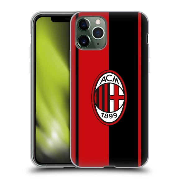 Head Case Designs Officially Licensed AC Milan Crest Red And Black Soft Gel Case Compatible With Apple iPhone 11 Pro