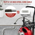 thumbnail image 2 of EastVita Auto Feed 100 FT x 1/2 Inch Drain Cleaner Machine with 370W Motor,Portable Sewer Snake Auger with 8 Cutters & Air-activated Foot Switch,Fits 1" to 4" Pipes,Black & Red, 2 of 7