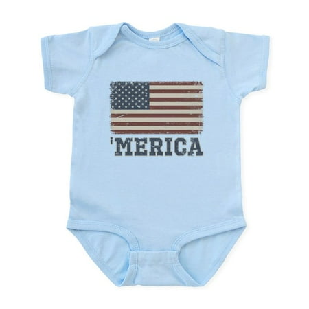 

CafePress - Merica Flag Vintage Infant Bodysuit - Baby Light Bodysuit Size Newborn - 24 Months