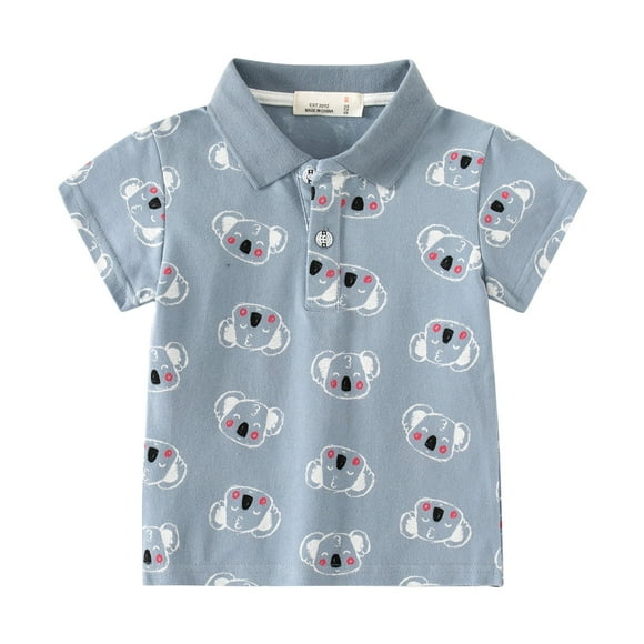 PEASKJP Boys Polo Shirts Casual Short Sleeve Slim Fit Uniform Basic Designed Polo Tees,Light Blue 90