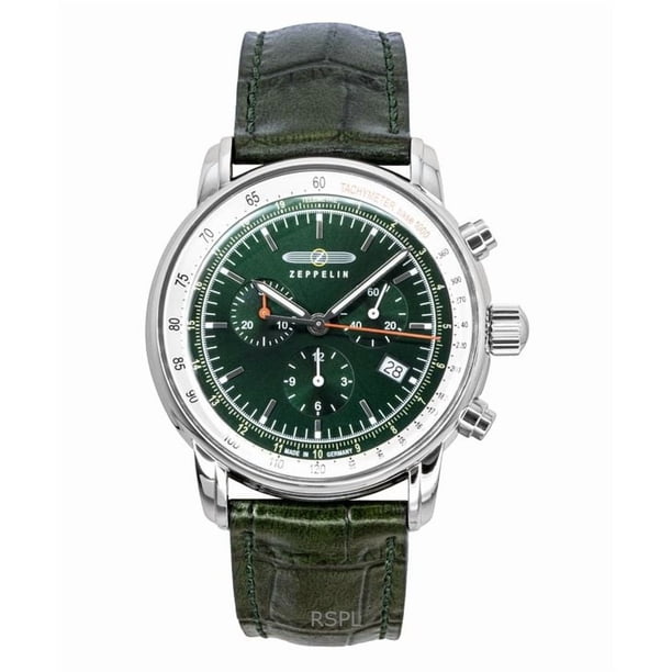 Zeppelin Reloj LZ 14 Marine Cronógrafo Correa de Piel Esfera Verde Cuarzo 88884 para Hombre