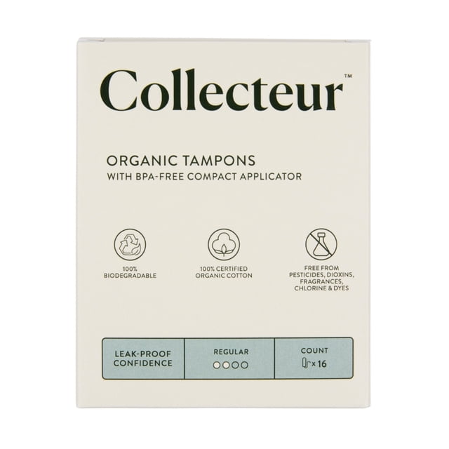 Collecteur Tampons en Coton Biologique Certifié 100 %, Absorption Régulière - 16 Unités