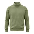 thumbnail image 6 of Men’s Waffle Knit Full Zip Track Jacket, Stand Collar Long Sleeve Casual Athletic Warm Outerwear Coat Size 3XL Army Green, 6 of 6