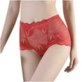 thumbnail image 4 of Blueek Ladies Silk Lace wear,Mid-raist Hollow Buttocks Comfortable Briefs Embroidered Cotton Crotch Women's wear_Red_XXL, 4 of 5