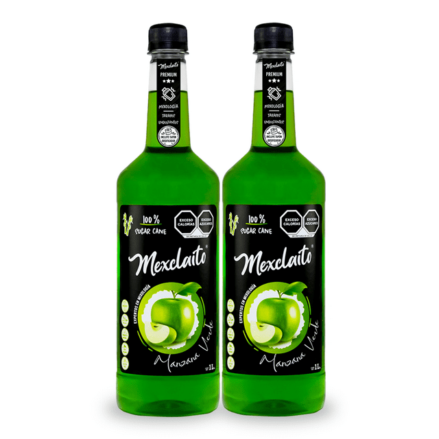 Mexclaito® Premium Jarabe/Syrop sabor Manzana Verde 1 Litro 2 PACK Mexclaito® Premium