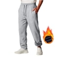 thumbnail image 2 of Mens Wide Leg Sweatpants Fleece Drawstring Elastic Waist Joggers with Zip Pockets Warm Winter Solid Color Workout Casual Lounge Pants, 2 of 6