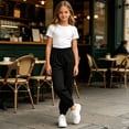 thumbnail image 5 of Hurxie Girls Cargo Pants Elastic Waist Wide Leg Jogger Pants Pockets Parachute Pants Y2K Trousers Black,5-6Years, 5 of 7