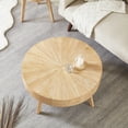 GEXPUSM Round Wood Coffee Table for Living Room, Mid Century Modern