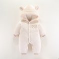 thumbnail image 2 of Infant Newborn Baby Girl Boy Bodysuits Cute Bears Ear Hooded Long Sleeve Flannel Jumpsuit Outfit Soft Warm Zipper Long Sleeve Romper Bodysuit Fall Winter Clothes, 2 of 7