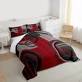 thumbnail image 3 of Feelyou Chic Circle Abstract Bedding Comforter Set, Black Red Minimalism Twin Comforter Sets, Fashion Geometric Stripes Bedding Set, Breathable Home Decor, 2-Piece, 3 of 8