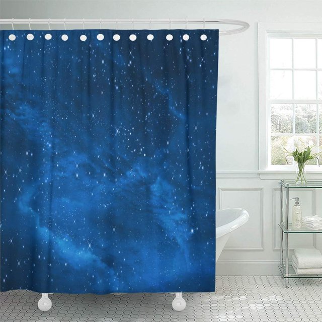 ABPHQTO Luna azul estrellada en el cielo nocturno galaxia abstracta Andrómeda astronomía cortina de ducha celestial cortina de baño 165x180 cm ABPHQTO PKNMT66x72Shower-11829