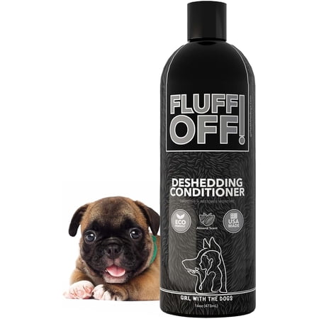 Fluff Off! by Girl With The Dogs, Natural Deshedding Dog/Cat Conditioner, 16 Oz, Made in USA 8 Wks+
