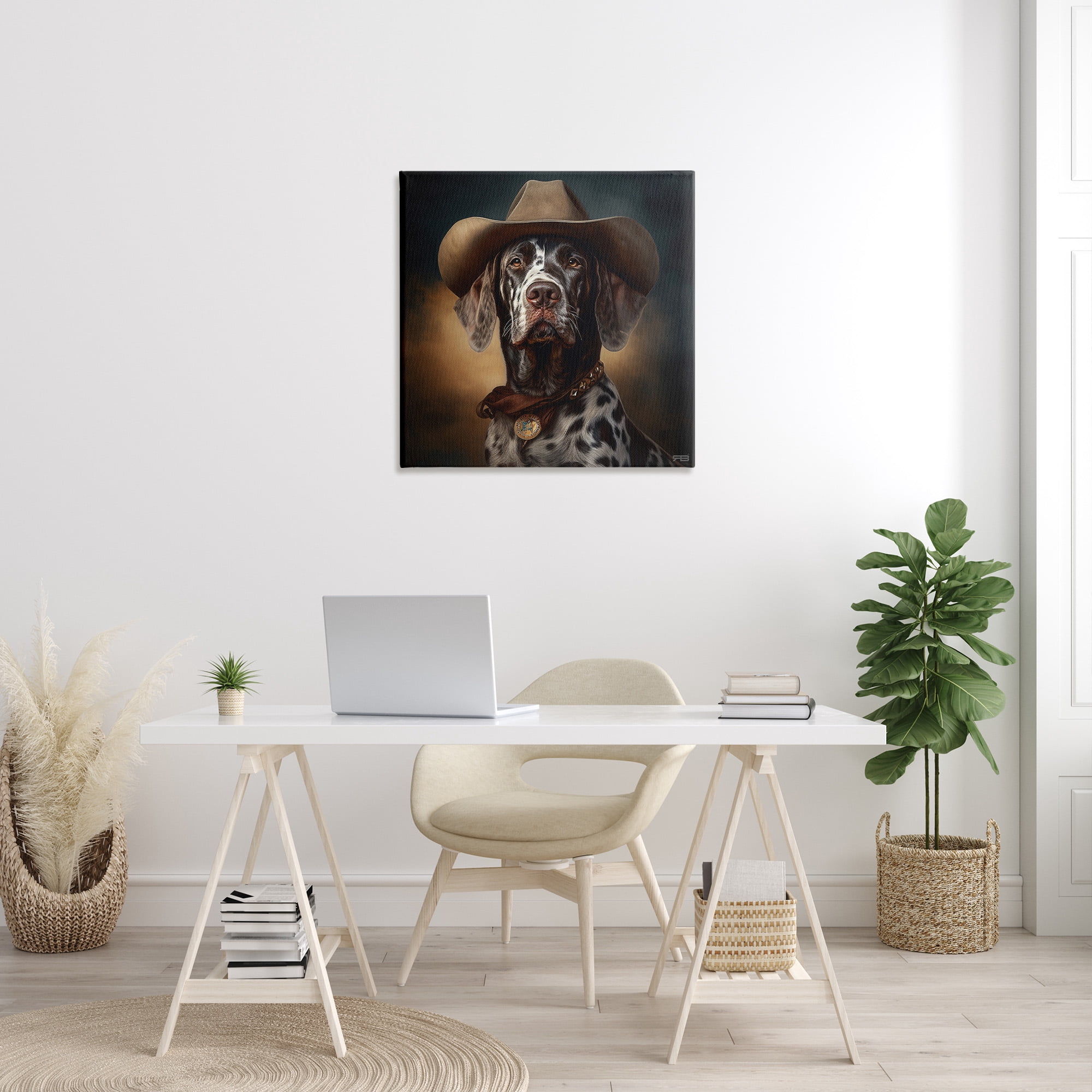 Stupell Industries Cowboy Dalmatian Portrait Animals & Insects Painting Gallery Wrapped Canvas Art Print Wall Art, 30 x 30