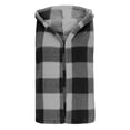 thumbnail image 5 of ZHOUCHANKIDS Womens Fleece Sherpa Vest Winter Sleeveless Fuzzy Fluffy Checkered Plaid Vest Zip Up Jacket with Pockets Grey XL, 5 of 7