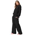 thumbnail image 4 of Bow Hoodie and Sweatpants Set for Women Bow Sweat Sets Women's 2 Piece Outfits Bow Trim Print Hoodie Sweatsuit Sets Oversized Sweatshirt Wide Leg Sweatpants With Pockets, Black-L, 4 of 6