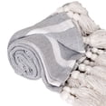 thumbnail image 2 of Parkland Collection Nara Light Grey Cotton Slub Throw Blanket with Tassels, Woven Couch Throw, 50 x 60 in, 2 of 4
