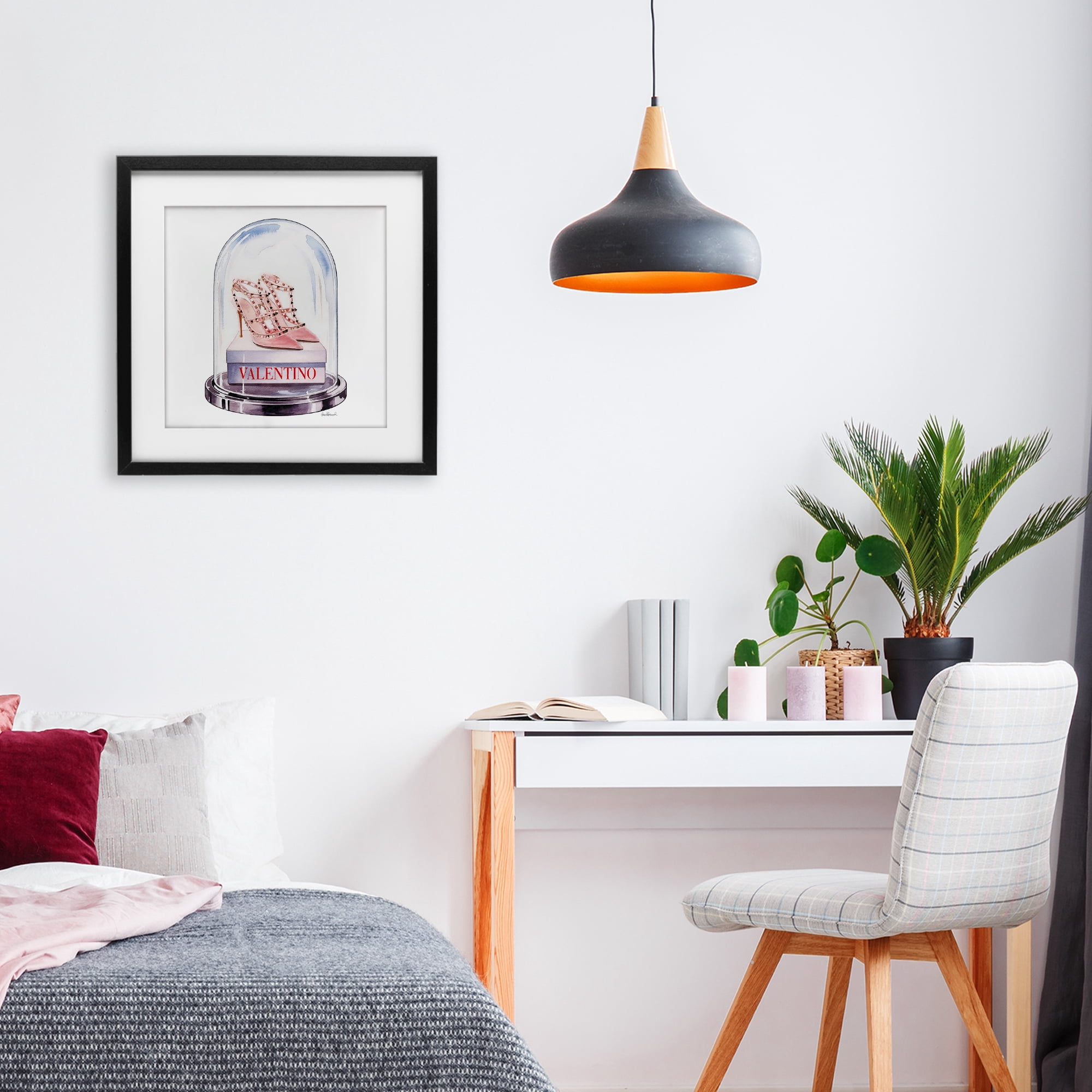 Stupell Industries Pink Heels in Bell Jar Black Framed Print Under Glass, design by Amanda Greenwood