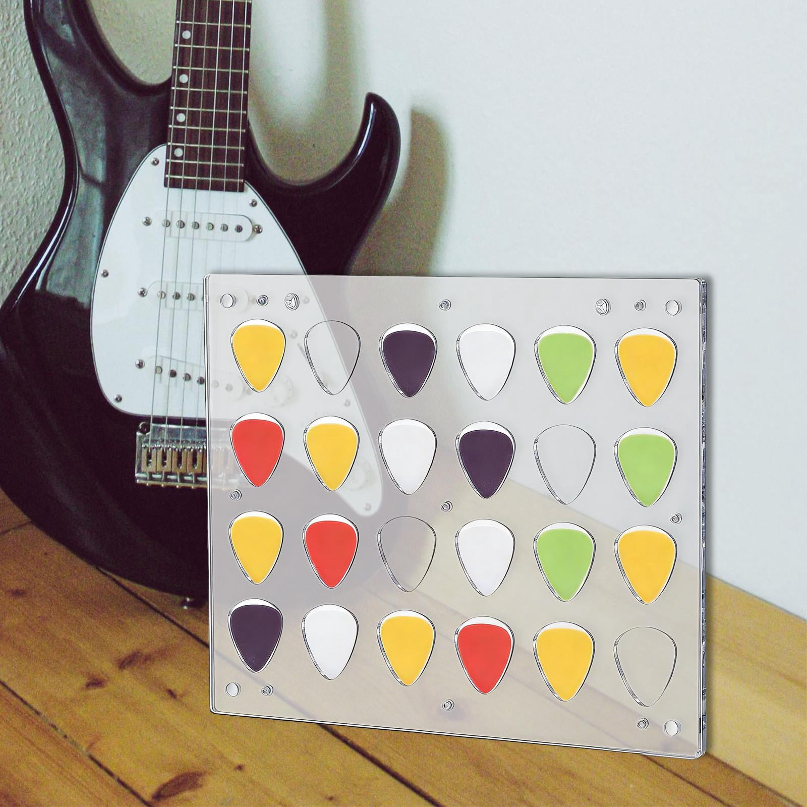 LeeQinersw Guitar Pick Holder Acrylic Display Case Decorative Home Decor Space Saving Music White
