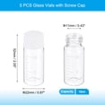 thumbnail image 2 of Uxcell Small Glass Sample Bottles with Lids, 5 pcs 10ml Clear Glass Vials with White Screw Caps Mini Leak Proof Reagent Sealed Bottles with Scale for Solid Liquid Powder Storage, 2 of 6