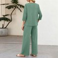 thumbnail image 6 of Two Piece Sets for Women 3/4 Length Sleeve Lounge Sets Summer Fall Vacation Travel Outfits Fashion Clothing Green XL, 6 of 6