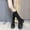 Black, variant on Womens Winter Boots,Side Zip Lace Up Platform Round Toe Mid Heel Mid Calf Boots Versatile Comfortable Boots