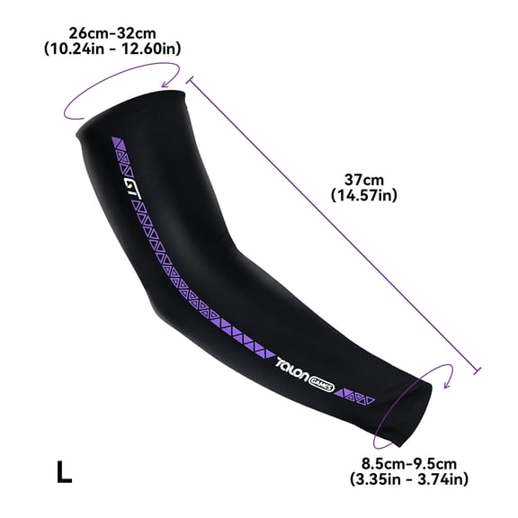 TALONGAMES eSports GT Arm Sleeve, External, Black Purple, Long, 1 Count, 1 Pack, L Size