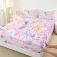 thumbnail image 4 of jejeloiu Cute Unicorn Animals Queen Sheet Sets For Girls,3D Cartoon Monogrammed Y Bed Set For Kids,4 Pieces, 4 of 6