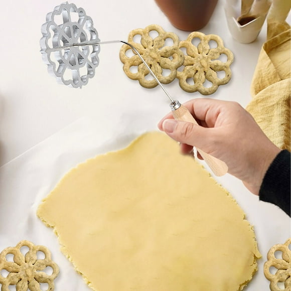 Riforla Moule avec Poignée Moule à Biscuits en Aluminium Moule Détachable Rosette Rosette I R on Moule Ensemble Outil à Biscuits Rosette Moule pour Cuisine Pâtisserie Cuisson Moules à Biscuits Kaki