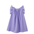 thumbnail image 3 of Jinhomg Toddler Girls Summer Dresses Cute Ruffle Hem Midi Dress Loose Fit Comfy Sleeveless Ruched Dresses Baby Kids Cute Playwear Purple 4-5Years, 3 of 7