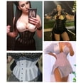 thumbnail image 5 of Women 26 Steel Boned Mesh Corsets Longline Heavy Duty Waist Trainer Long Torso Cincher, SZ1794-Black-XS, 5 of 6