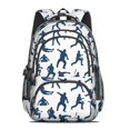 thumbnail image 2 of Baseballs and Player Silhouettes White Backpack for School, Cute School Bag with Adjustable Shoulder Straps and Padded Back, 16.9"x12.6"x5.9", 2 of 5