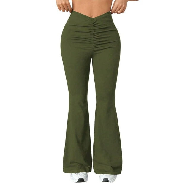 Pantalones largos ligeramente acampanados con cintura en V para mujer, ideales para el verano
