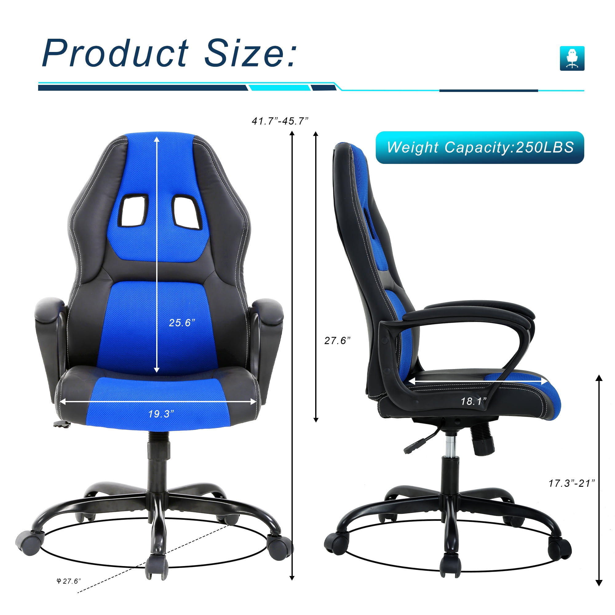 YRLLENSDAN Gaming Chairs, Office Gaming Chair with Lumbar Support Computer Gaming Chair Gaming Office Chair Gaming Desk Chair Computer Chairs for Adults, Blue