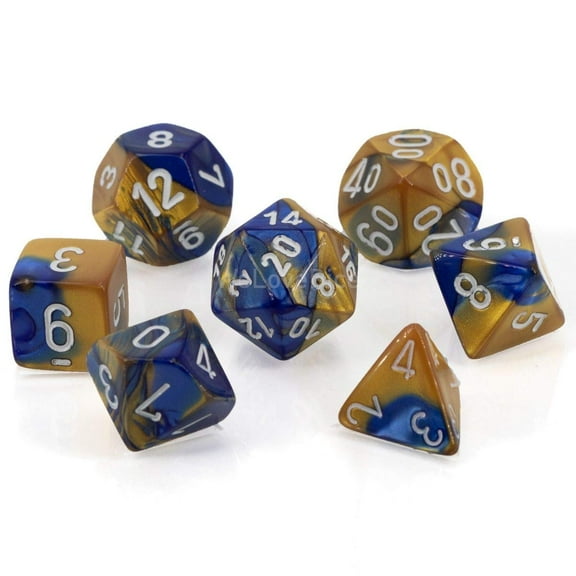 Chessex CHX26422 Dice-Gemini Blue-Gold/White Set