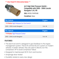 thumbnail image 2 of A/C High Side Pressure Switch - Compatible with 2000 - 2006 Lincoln Navigator 5.4L V8 2001 2002 2003 2004 2005, 2 of 2