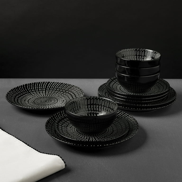 Thyme & Table Maddox 12-Piece Stoneware Dinnerware Set - Walmart.com