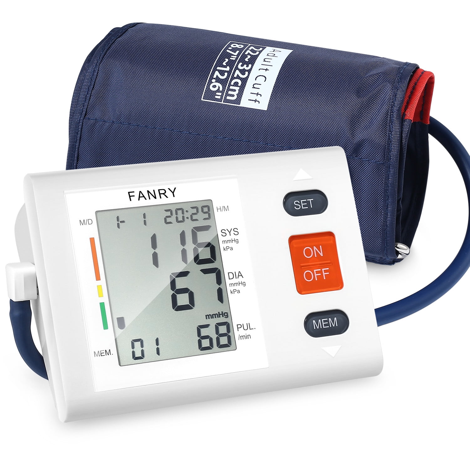 Diktook Blood Pressure Monitors Machine Upper Arm Large Cuff for Arm, Automatic BP Monitor Upper Arm with Large Backlit Display, Size: One size, White