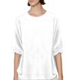 thumbnail image 2 of Women's Long Sleeve T-shirt 3/4 Sleeve Linen Shirts For Women 2025 Cotton Summer Retro Embroidered Boho Tops Casual Trendy Vacation Blouse,White Women's Long sleeve T-shirt XL, 2 of 4