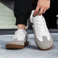 thumbnail image 4 of Men's Black White Retro Leather Trainer Shoes Non Slip Gum Sole Casual Walking Sneakers, 4 of 10