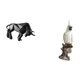thumbnail image 5 of Estatua moderna de toro y loro de resina, adorno abstracto de animales, preciosa figura coleccionable para entrada, mesa, escritorio, estante, oficina, 5 of 8