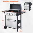 thumbnail image 6 of 4 Burner Stainless Steel Propane Gas Grill, Barbecue Gas Grill with Side Table and Thermometer, 34000BTU Outdoor BBQ Camping Grill, 6 of 7