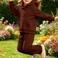thumbnail image 5 of Girls Boys Sweatsuit 2 Piece Outfits Hooded Sweatshirt and Sweatpants Fleece Lined Tracksui𝘁 Plain Athletic Jogger Sets Warm, 5 of 5