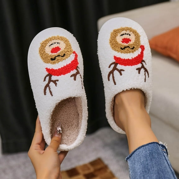 Slippers For Women, Warm Memory Foam Comfy House Slippers With Anti-Skid Rubber Sole For Indoor And Outdoor White 39