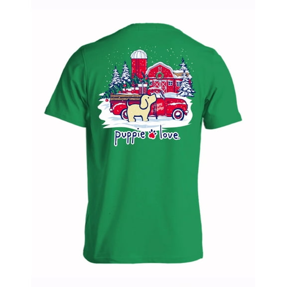 Puppie Love Happy Holidays Christmas Tree and Gifts Short Sleeve T-Shirt