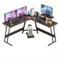 thumbnail image 3 of [Modern Gaming Desk] 51 Inch L-Shaped Gaming Desk | Carbon Fiber Surface, Large Monitor Stand, Black & Pink, Modern Design for Office, Workspace & Game Room, 3 of 12