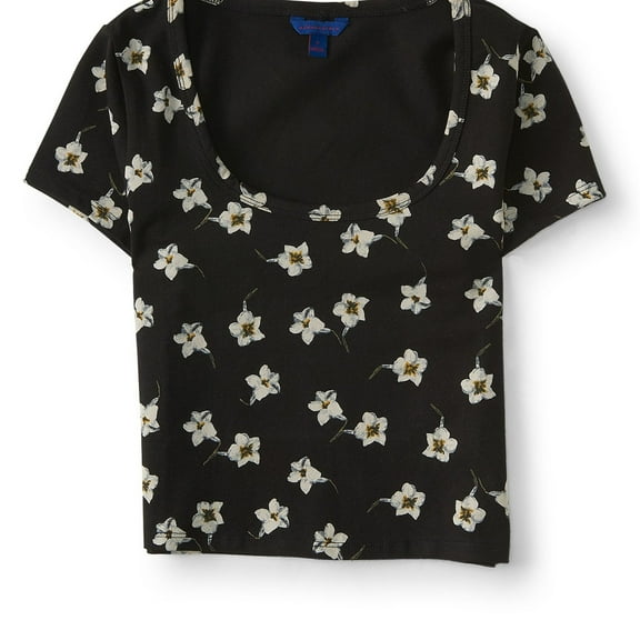 Aeropostale Womens Bodycon Basic T-Shirt, Black, Juniors, Medium